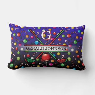 Christmas Golfer Monogram  Design Lumbar Cushion