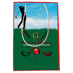 Christmas Golfer Monogram  Design Medium Gift Bag