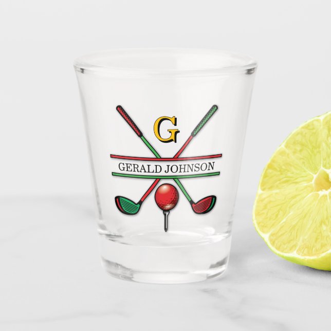 Christmas Golfer Monogram  Design Shot Glass (Front)