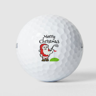 Christmas Golfer with Santa Claus hold golf iron   Golf Balls