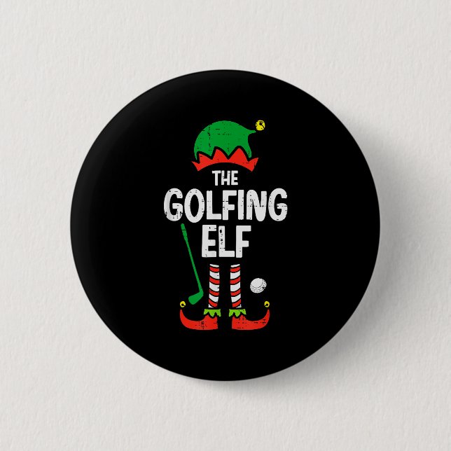 Christmas Golfing Elf Xmas Golf Family Match Golfe 6 Cm Round Badge (Front)