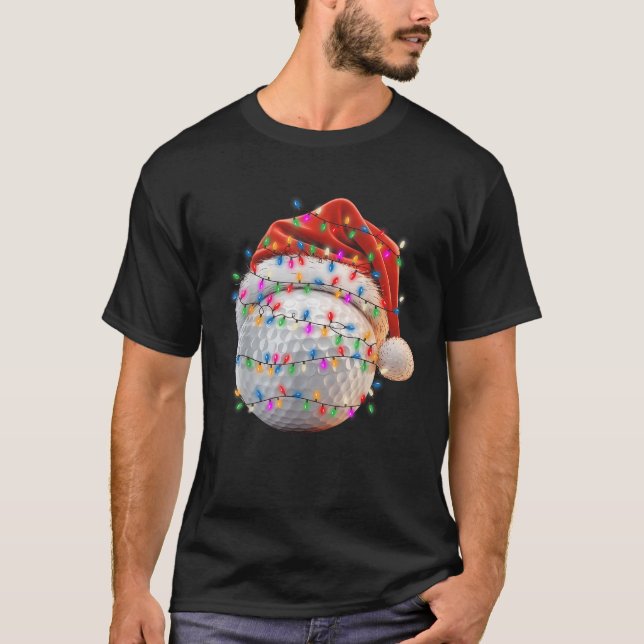 Christmas Golfing Golf Ball Santa Hat Men Womens X T-Shirt (Front)