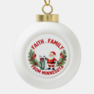 Christmas Golfing in Minnesota Holiday  Ceramic Ball Christmas Ornament