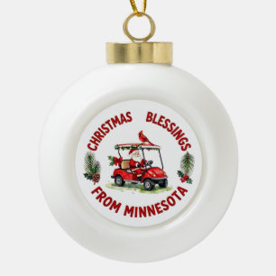 Christmas Golfing in Minnesota Holiday  Ceramic Ball Christmas Ornament