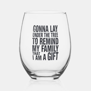 Christmas Gonna Lay Under The Tree Xmas Family  Stemless Wine Glass