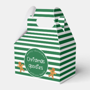 Christmas Goodies - Personalised Green Striped Favour Box
