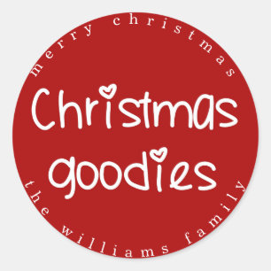 Christmas Goodies - Personalised Red Classic Round Sticker