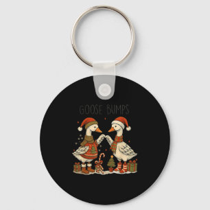 Christmas Goose Bumps Funny Santa Goose Couple  Key Ring