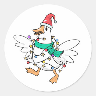 Christmas Goose Classic Round Sticker
