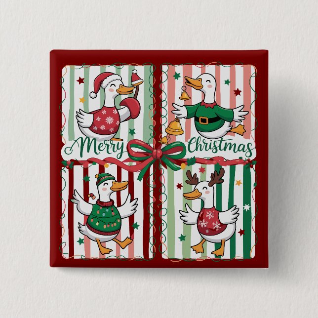 Christmas Goose Funny Holiday Animal Reindeer Duck 15 Cm Square Badge (Front)