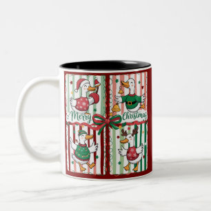 Christmas Goose Funny Holiday Animal Reindeer Duck Two-Tone Coffee Mug