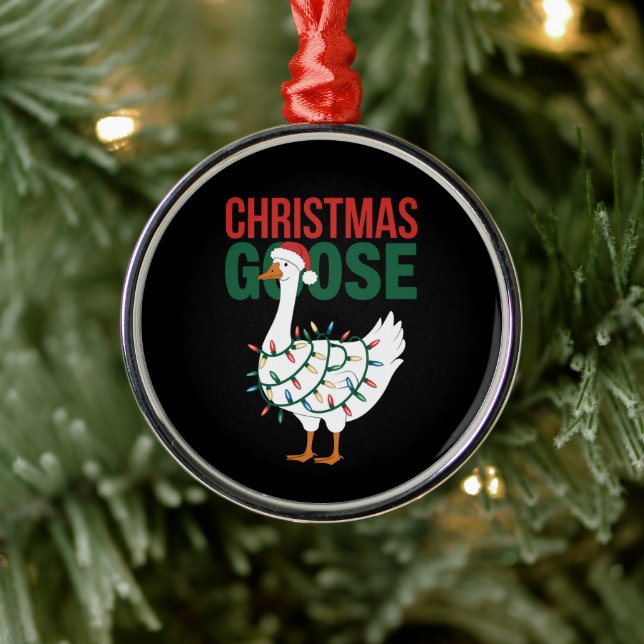 Christmas Goose Lights Cute Holiday  Metal Tree Decoration (Tree)