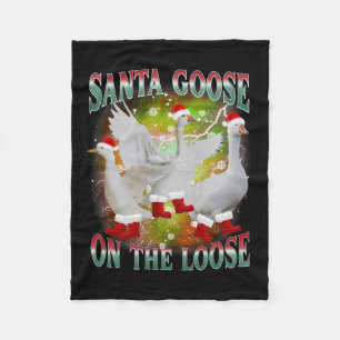 Christmas Goose On The Loose Santa Silly Goose Ani Fleece Blanket