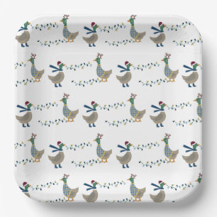 Christmas Goose On White Paper Plate