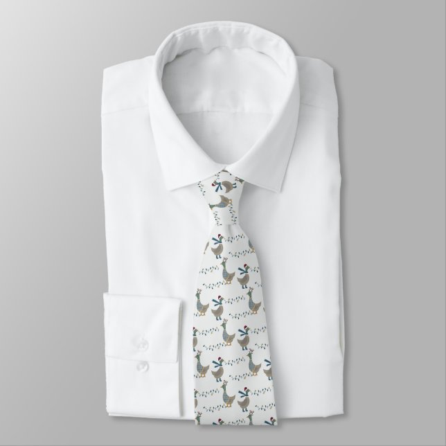 Christmas Goose On White Tie (Tied)