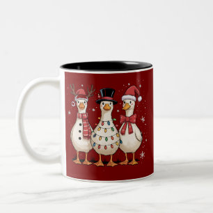 Christmas Goose Santa Silly Cute Snowman Xmas Two-Tone Coffee Mug