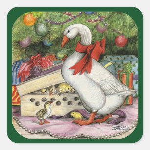 Christmas Goose Square Sticker