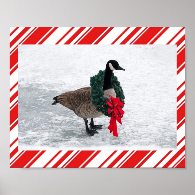 Christmas Goose with Wreath Poster (Front)