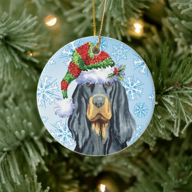 Christmas Gordon Setter  Ceramic Tree Decoration (Tree)