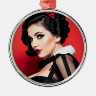 Christmas Goth Girl Shy Holiday Ornament