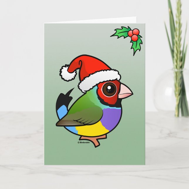 Christmas Gouldian Finch Holiday Card (Front)