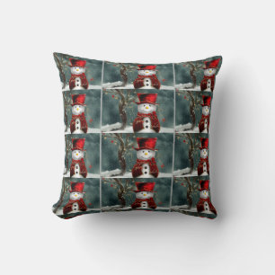 Christmas Grade A Cotton Throw Pillow/Snowman Cushion