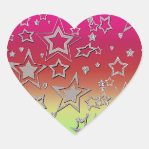Christmas gradient glitter shine confetti stars fu heart sticker