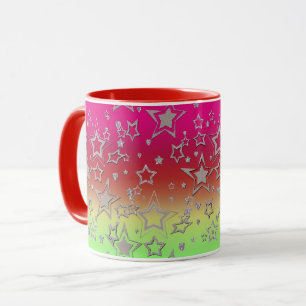 Christmas gradient glitter shine confetti stars fu mug