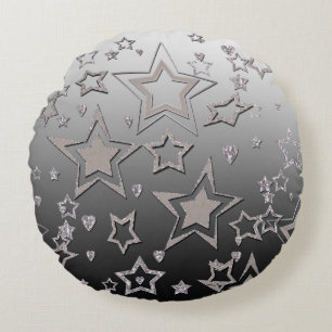 Christmas gradient glitter shine confetti stars fu round cushion