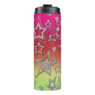 Christmas gradient glitter shine confetti stars fu thermal tumbler