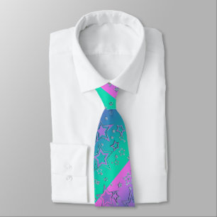Christmas gradient glitter shine confetti stars fu tie