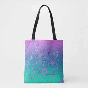 Christmas gradient glitter shine confetti stars fu tote bag