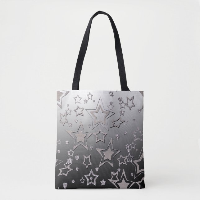 Christmas gradient glitter shine confetti stars fu tote bag (Front)