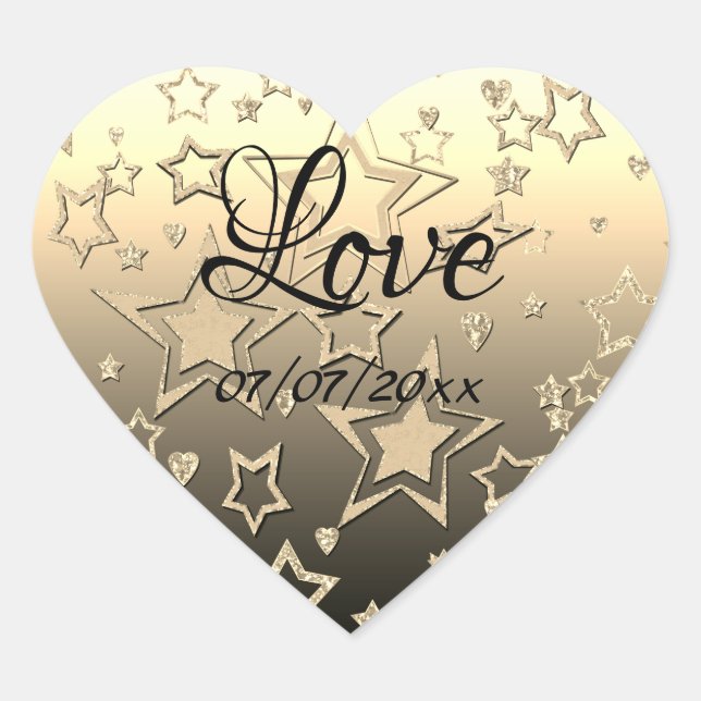 Christmas gradient glitter shine confetti stars heart sticker (Front)