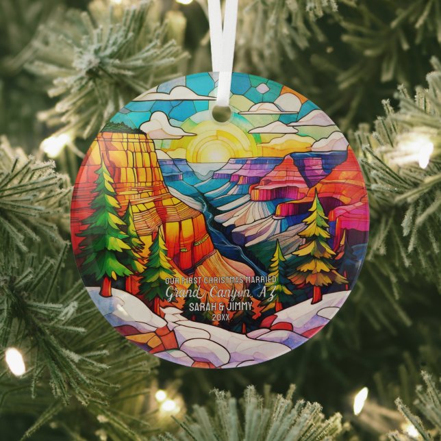 Christmas Grand Canyon AZ Stained Glass Married Glass Tree Decoration (Insitu)