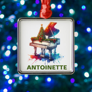 Christmas Grand Piano Custom Name Metal Tree Decoration