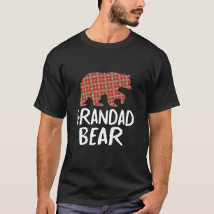 Christmas Grandad Bear Red Buffalo Plaid Xmas Fali T-Shirt