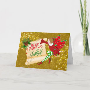 CHRISTMAS - GRANDDAUGHTER - SANTA ELF HOLIDAY CARD