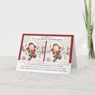 Christmas, Granddaughter. Spot the difference Card