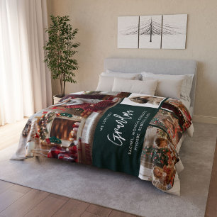 Christmas Grandma 5 Photos with Pet  Personalised  Sherpa Blanket