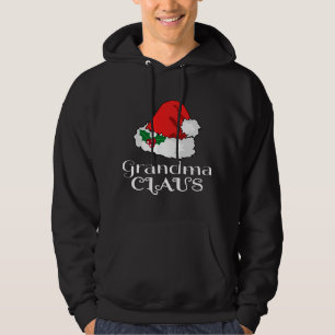 Christmas Grandma Claus Matching Pajama Santa Hat Hoodie