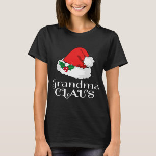 Christmas Grandma Claus Matching Pajama Santa Hat T-Shirt