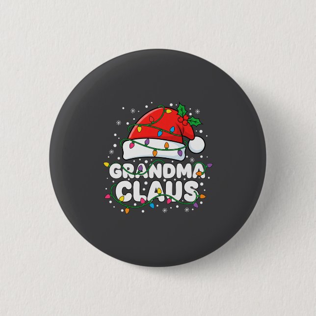 Christmas Grandma Claus Santa Hat Christmas Lights 6 Cm Round Badge (Front)
