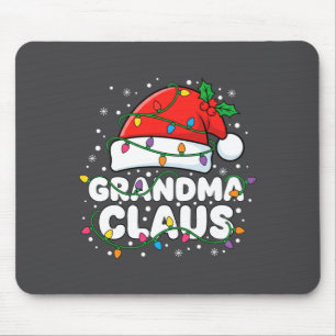 Christmas Grandma Claus Santa Hat Christmas Lights Mouse Mat