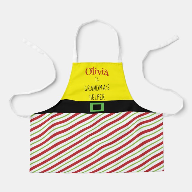 Christmas Grandma's Helper Red Green Kid Apron (Front)