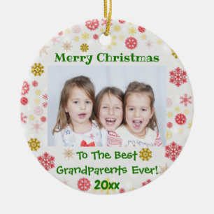 Christmas Grandparents Custom Photo Year Ceramic Tree Decoration