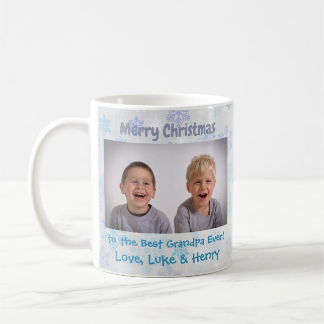 Christmas Grandparents Grandchildren Custom Photo Coffee Mug (Left)