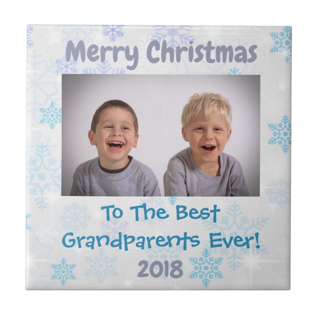 Christmas Grandparents Grandchildren Custom Photo Tile (Front)