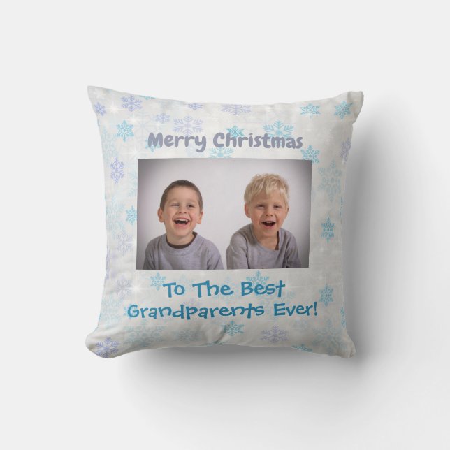 Christmas Grandparents Grandchildren Photo Cushion (Front)