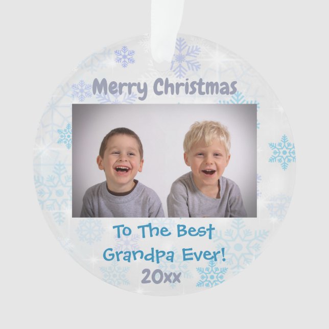 Christmas Grandparents Grandchildren Photo Ornament (Front)